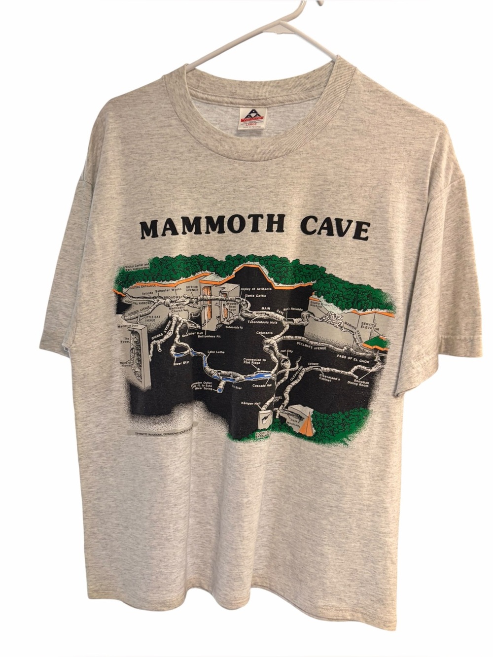 Vintage Mammoth Cave Graphic Tee - Heather Gray SZ L